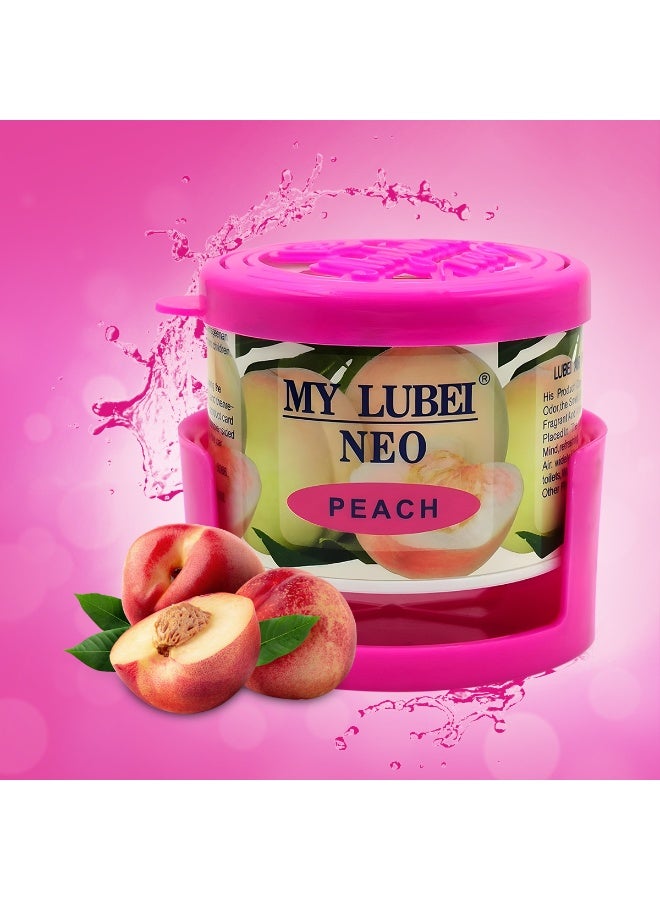 معطر جو للسيارة برائحة الخوخ، عبوة من قطعتين - جل صلب يدوم طويلاً لإزالة الروائح الكريهة في السيارة والمنزل والمكتب - غير سام، صديق للبيئة، برائحة الخوخ المنعشة مع حامل - Image 2